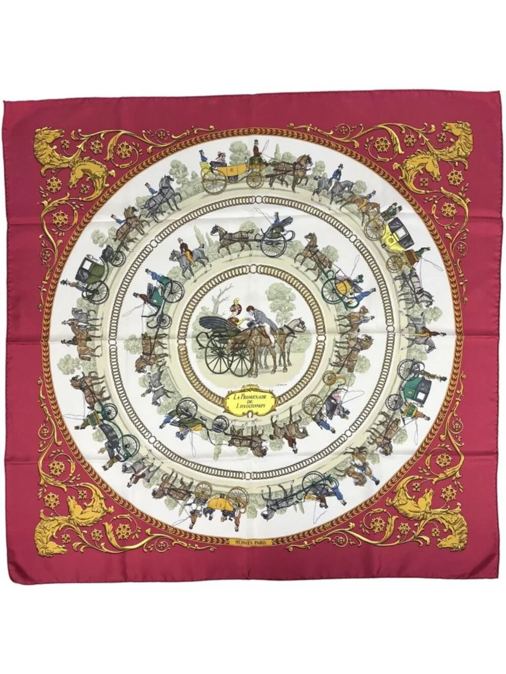 Hermes Carre 90 la Promenade de Longchamps Walk to Long Chien Scarf Silk